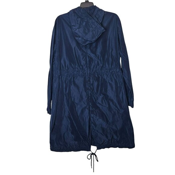 Carolina Belle Montreal Navy Blue Hooded Raincoat Womens M Drawstring Hem Long - Picture 2 of 10